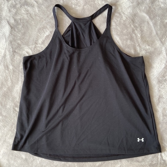 Black tank top with racer back and crossover back women’s size medium - Picture 2 of 3